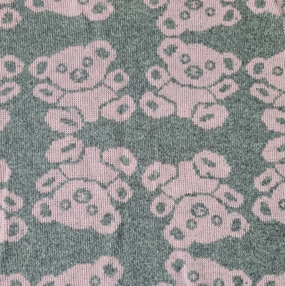 Vintage Arielle Teddy Bear Koala Acrylic Sweater Gray & Pink 80s 90s Kawaii M/L - Picture 4 of 14